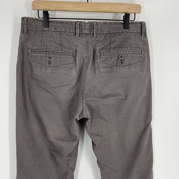 Perk Pants Size 32x32 Mens Gray Slim Fit Stretch Tapered Leg Flat Front Chino - Picture 6 of 8